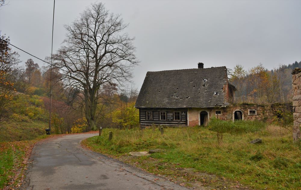 původní stavení a památná lípa ve Stroužném